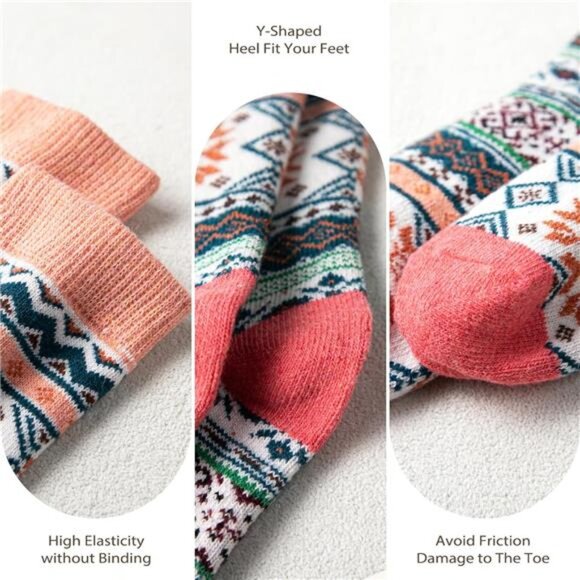 Wool Socks for Women - 5 Pairs Soft Cozy Knit Winter Warm Socks for Women Men - Picture 4 of 14